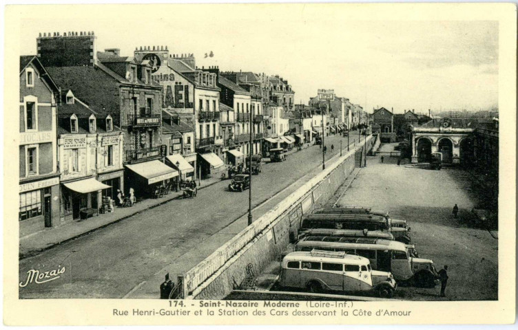 Saint-Nazaire. - Saint-Nazaire Moderne - Rue Henri-Gautier et la Station des Cars desservant la Côte d'Amour (N°174)
