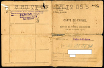 Carte de travail n°44 131 21 34 du Service du Travail Obligatoire d'un charpentier, délivrée par la Préfecture de Loire-Atlantique