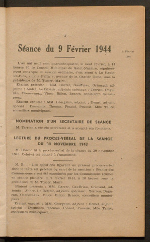 Séance du 9 février 1944 - pages 1-77