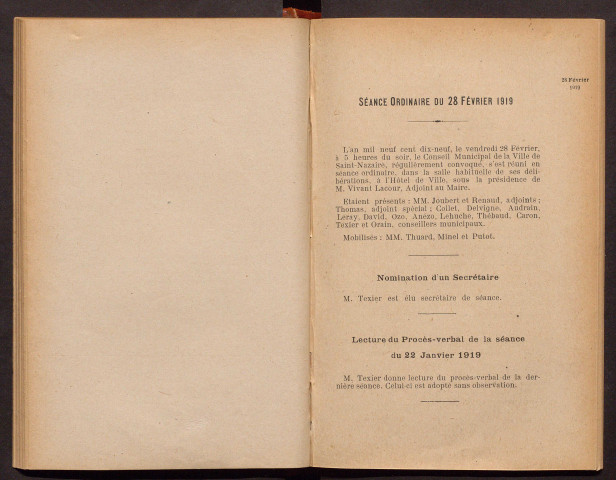 Séance ordinaire du 28 février 1919 - pages 75-106