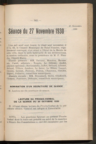 Séance du 27 novembre 1930 - pages 342-384