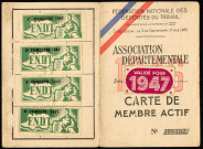 Carte de membre actif de l'association départementale 1947, section de Saint-Joachim