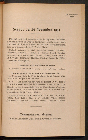 Séance du 29 novembre 1941 - pages 429-508