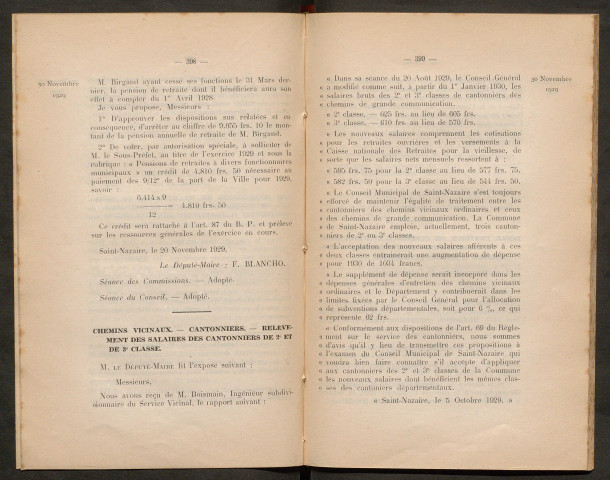 Séance ordinaire du 30 novembre 1929 - pages 395-465