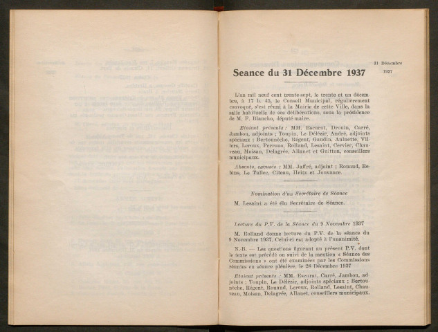 Séance du 31 décembre 1937 - pages 433-533