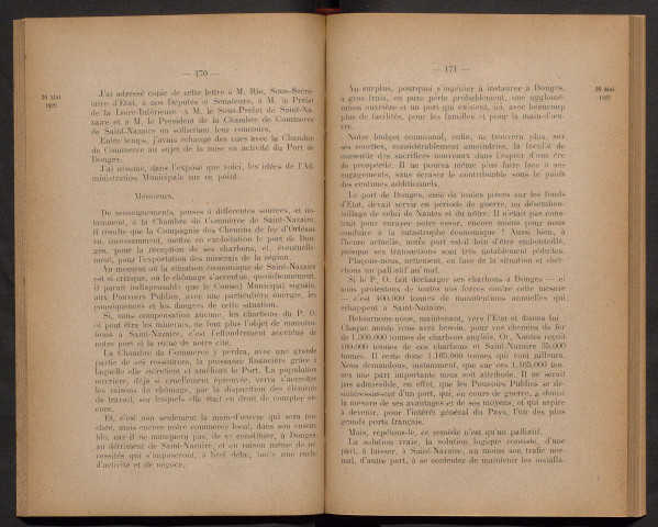 Séance ordinaire du 26 mai 1922 - pages 167-211