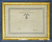 Diplôme sous cadre de la médaille militaire remise à Edouard Dupas