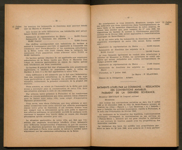 Séance de la Délégation municipale spéciale du 11 juillet 1945 - pages 63-94