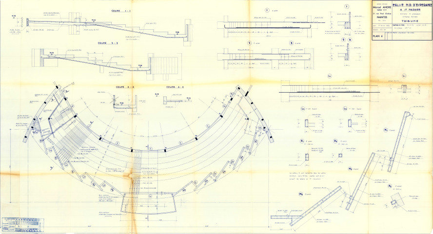 Plan des profils et détails des tribunes.