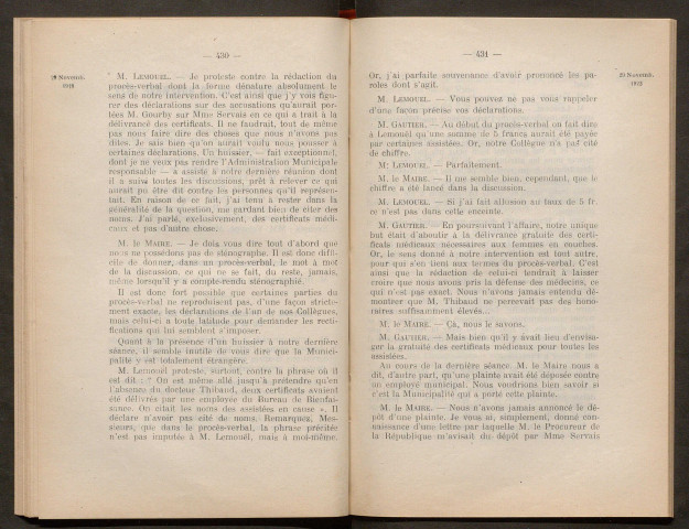 Séance ordinaire du 29 novembre 1923 - pages 429-491