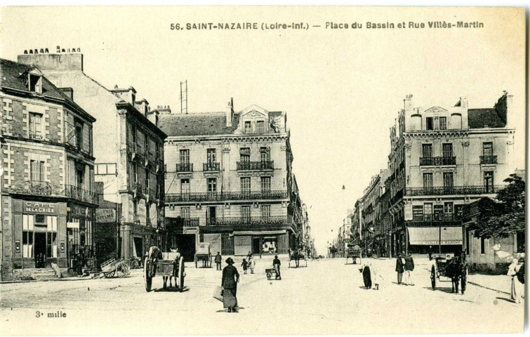 Saint-Nazaire. - Place du Bassin et Rue Villès-Martin (N°56)