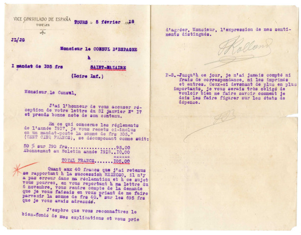 Courriers concernant la succession Reinoso (ou Rainoso), sujet espagnol