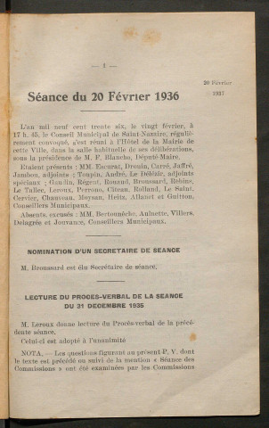 Séance du 20 février 1936 - pages 1-88