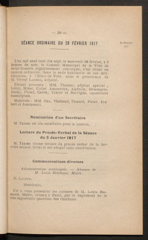 Séance ordinaire du 28 février 1917 - pages 59-106