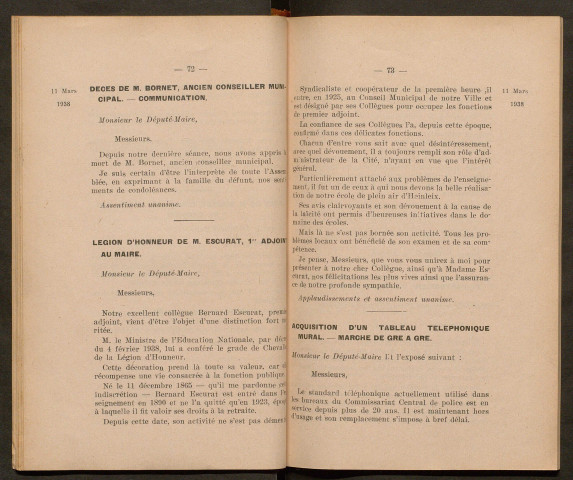 Séance du 11 mars 1938 - pages 69-153