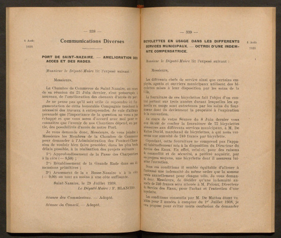 Séance du 4 août 1938 - pages 337-452