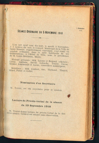 Séance du conseil municipal du 5 novembre 1918 - pages 265-296