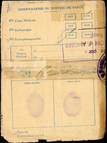 Carte de rapatrié (pièce identité) de Pierre Zollet (recto-verso)