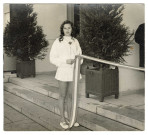 Chantal Le Mercier (SNOS gymnastique) lors de l'inauguration de l'Hôtel de Ville (recto-verso)