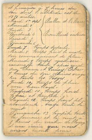 Journal manuscrit du soldat Jean-Louis Magrez