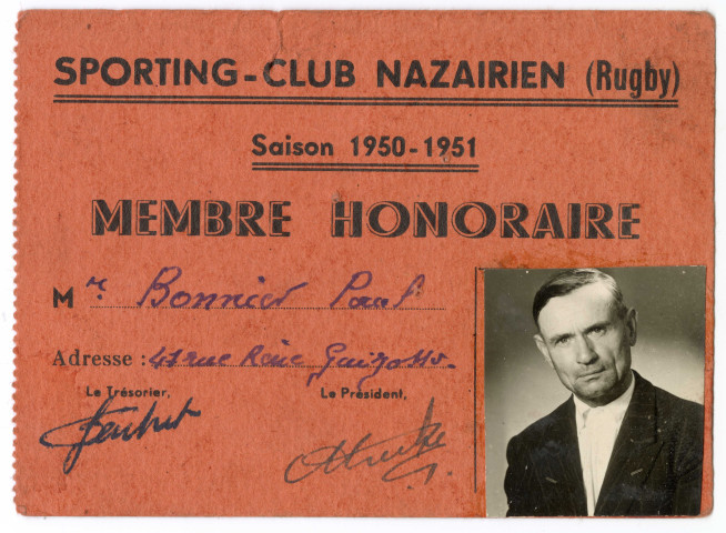 Sporting Club Nazairien, adhésion : cartes d'adhérent pour les saisons 1949-1950 et 1950-1951