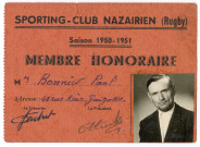 Sporting Club Nazairien, adhésion : cartes d'adhérent pour les saisons 1949-1950 et 1950-1951