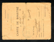 Carte de sinistré d'Alphonse Jagot délivrée le 28 octobre 1943