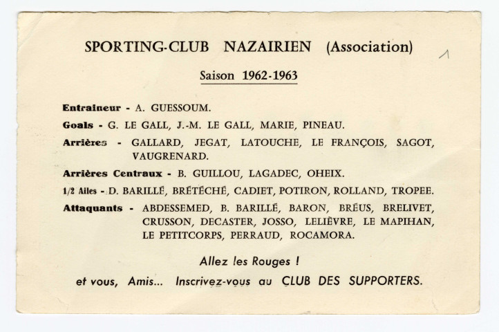 Equipe de foot Senior saison 1962-1963