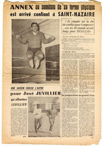 Éclair Sports, supplément sportif du samedi 15 et dimanche 16 juin 1963 consacré à la rencontre Diallo-Annex