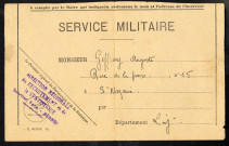 Service militaire : récépissé de déclaration de charges de famille, Direction régionale du recrutement et de la statistique, Rennes.