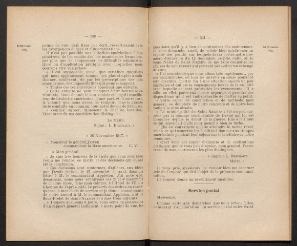 Séance ordinaire du 30 novembre 1917 - pages 327-353