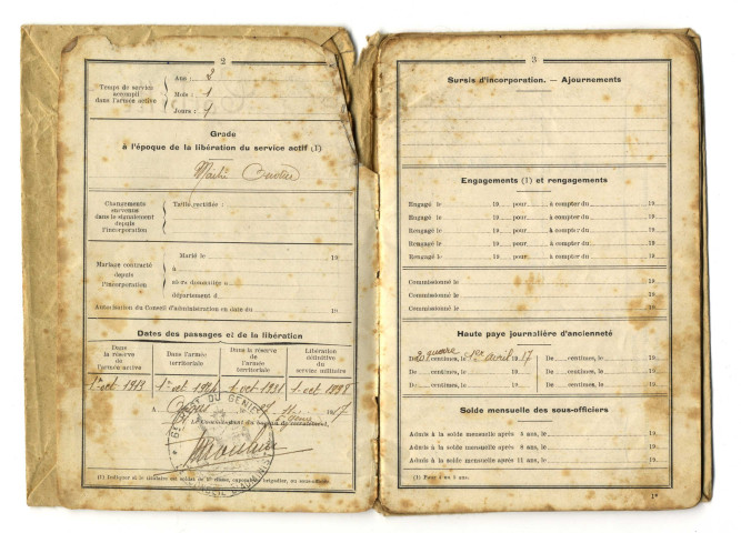 Livret militaire de Constant Corbillé