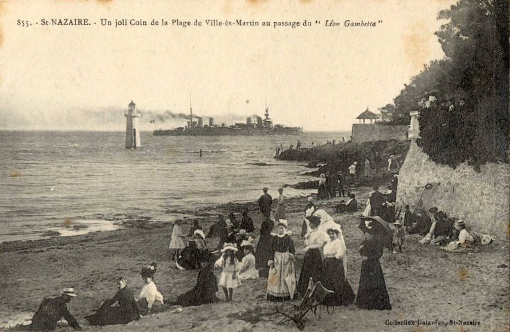 St-Nazaire - Un Joli Coin de la plage de Ville-ès-Martin au passage du "Léon Gambetta" (N°855) / Delaveau