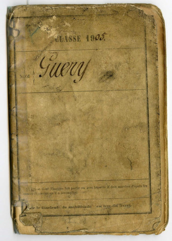 Livret militaire du soldat Emile Guéry