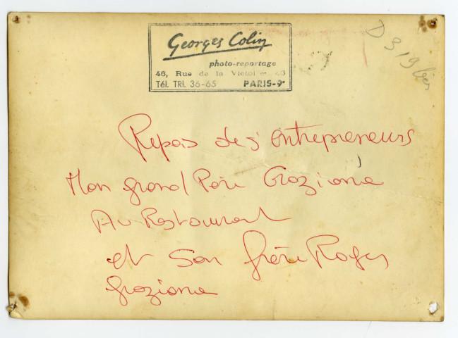 Repas des entrepreneurs au restaurant / cliché Georges Colin