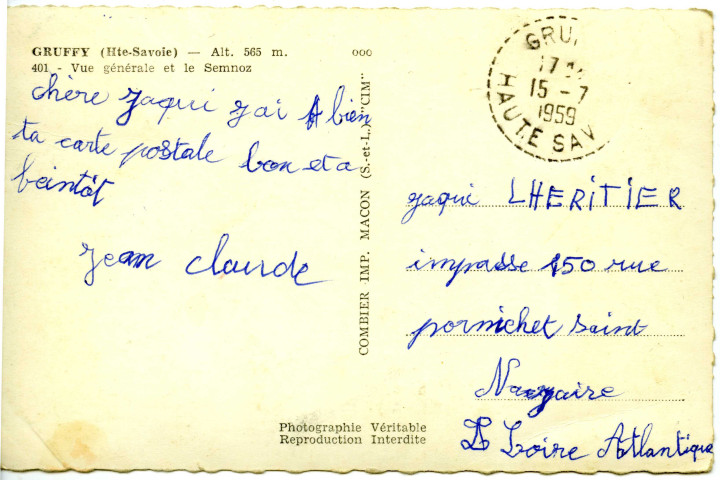 Correspondance sur cartes postales envoyées par les enfants Lhéritier à l'occasion de colonies de vacances