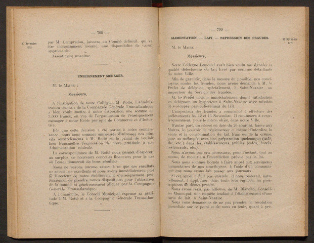 Séance ordinaire du 30 novembre 1920 - pages 795-897