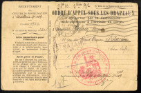 Service militaire, en tant que réserviste : ordre d'appel sous les drapeaux pour une période d'exercices de 14 jours au 404e régiment de DCA, Tours.