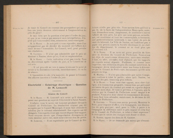 Séance ordinaire du 29 novembre 1922 - pages 399-476