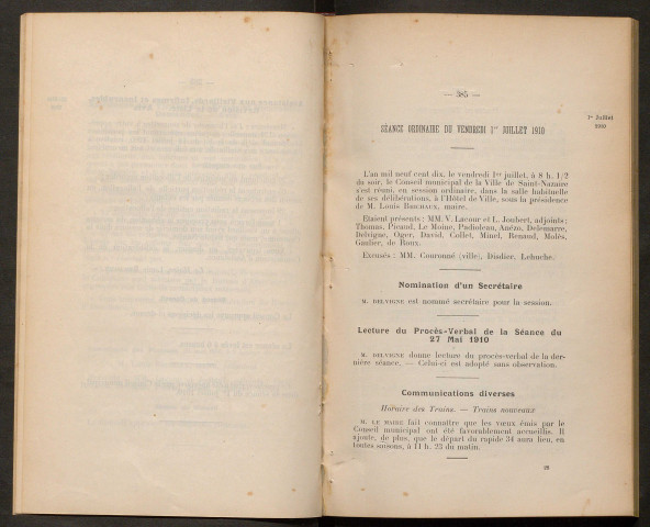 Séance ordinaire du vendredi 1er juillet 1910 - pages 385-484