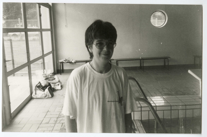 Nicole Chevreuil Présidente de l'association, au cours d'un entraînement à la piscine.