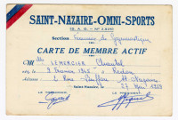 Carte de membre actif de Chantal Le Mercier (recto-verso): cotisations par années et par trimestre