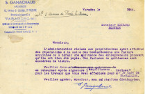 Église de Saint-Nazaire, travaux exécutés pour le compte du curé : demande de quittance. Au verso un courrier de l'architecte Ganachaud de 1945.