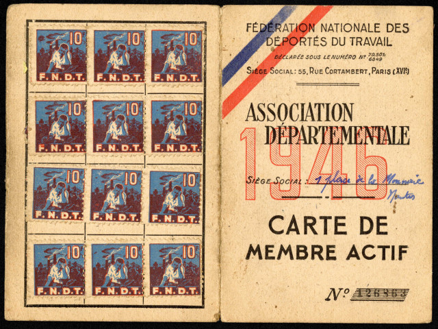 Carte de membre actif de l'association départementale 1946, section de Saint-Joachim