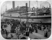 [Guerre 1914-1918]. - Arrivée des troupes anglaises à Saint-Nazaire : le navire hôpital anglais Asturias / Louis Péneau, novembre 1914 / Louis Péneau