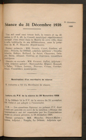 Séance du 31 décembre 1938 - pages 667-738