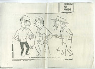 Des silhouettes caricaturées d'anciens commerçants : MM. Zollet, Deleu et David