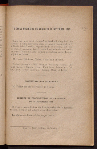 Séance ordinaire du vendredi 28 novembre 1919 - pages 489-489