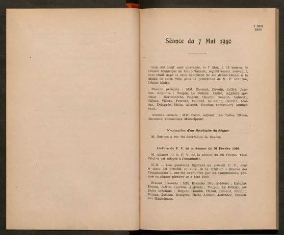 Séance du 7 mai 1940 - pages 85-150