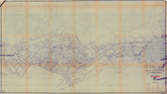 Plan de reconstruction et d'aménagement de Saint-Nazaire : Plan de découpage des ilots avec leur numérotation, sur un fond de plan d'avant-guerre.